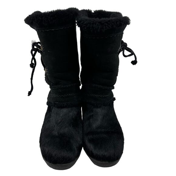 Tecnica Goat Fur Sheepskin Winter Tall Boots Black Leather Womens Size US 8 EU38 - Picture 5 of 10